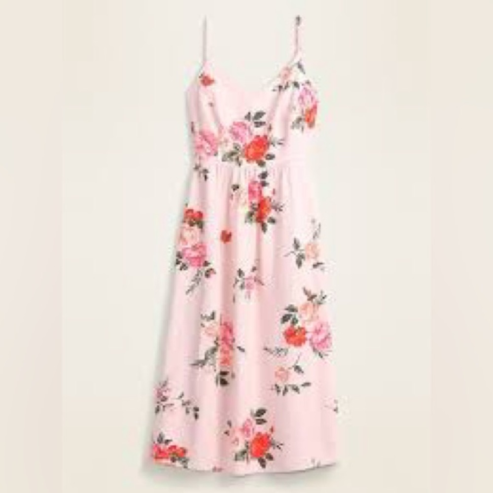Old Navy Cami Pink Linen Floral Midi Dress